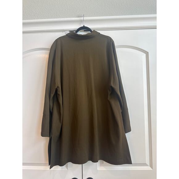 Company by Ellen Tracy Wool Blend Army/ Olive Green Collar Button Down Top - Picture 11 of 11